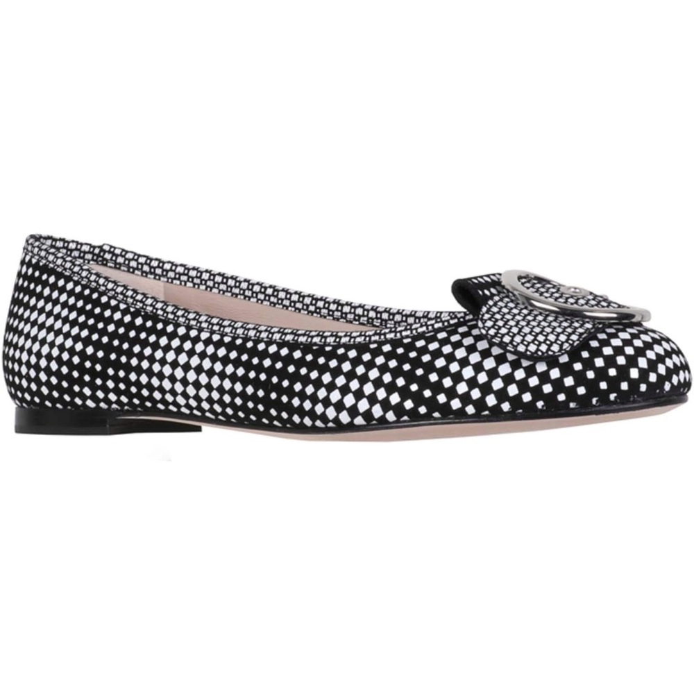 Stuart Weitzman Lovebuck Flats in Black & White Optic Nappa